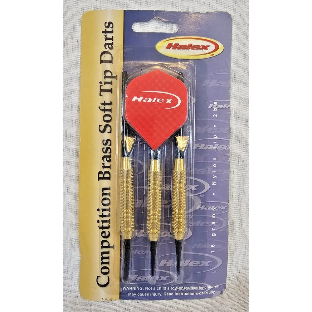 Halex Competition Brass Soft Tip Darts 16 Grams Nylon Tip Set of 3 Red Flights